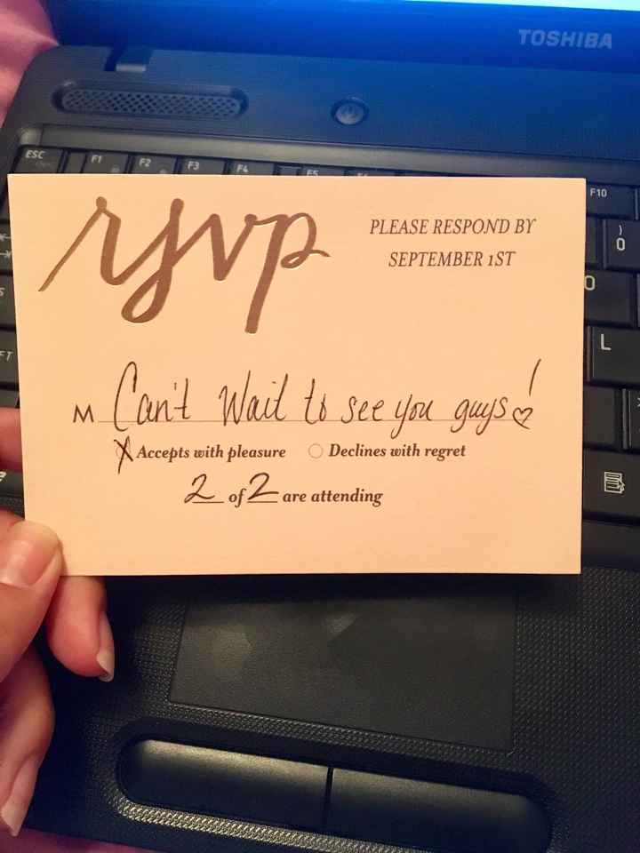 October 7th brides and grooms......2 months from TODAY and  RSVP Fails.