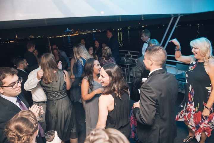 everyone dancing while we sail past downtown 