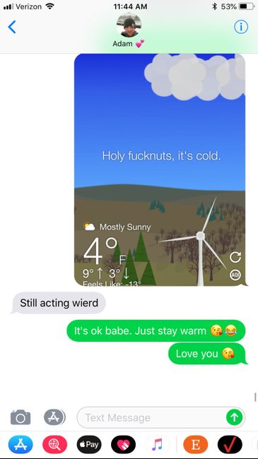 Fiancé(e) Friday! What was the last text message you sent your future spouse? - 1