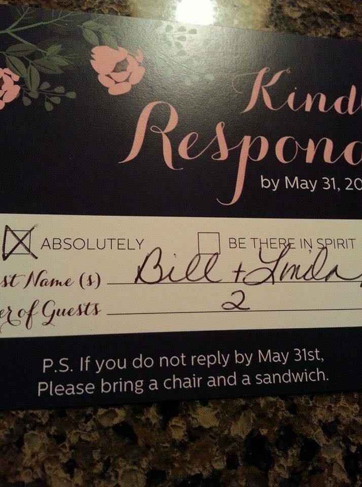 RSVP Craziness- Too late