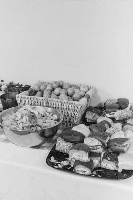 Wish it wasn't black and white, but here's the food we had at the reception