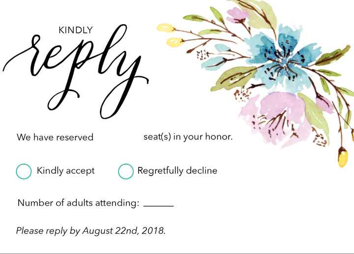 Reply Card with guest numbers