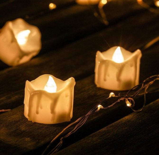 LED Candles With Dripping Wax Details.