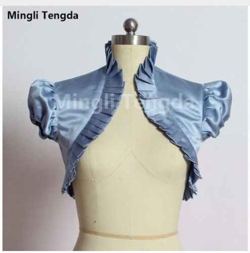 Chocolate Brown Bolero Jackets With Cap Sleeve And Ruffled Neckline