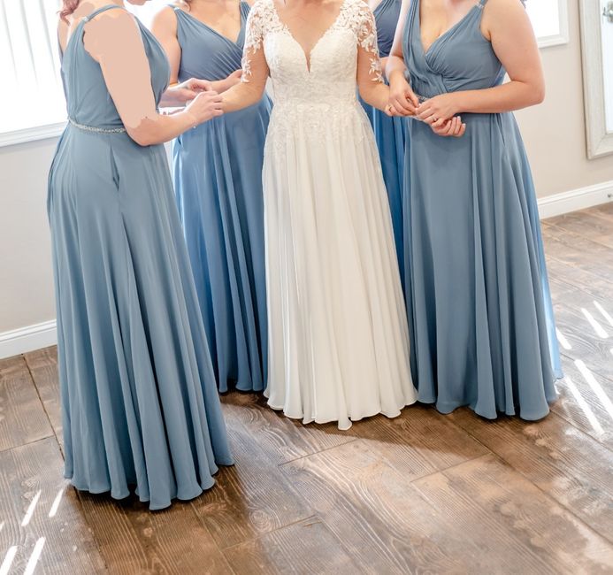 Bridesmaid floor length hem 1