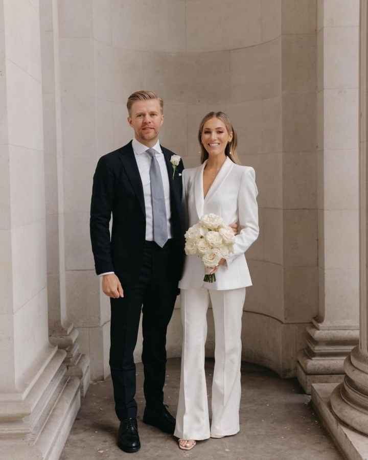 White Wedding Pant Suits for the Bride