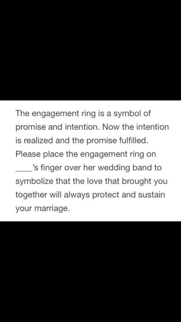 Ring ceremony with engagement ring and wedding band