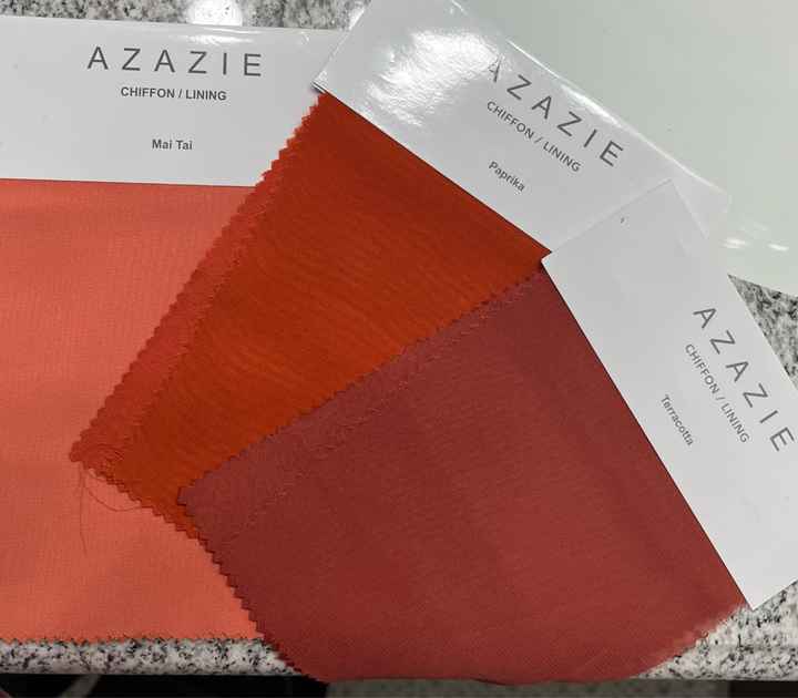 Help!! Azazie Terracotta, Paprika, and Mai Tai - 1