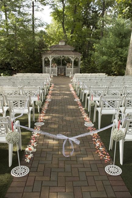 So pretty under the trees. It’s AstroTurf too so no sinking heels and less bugs. 