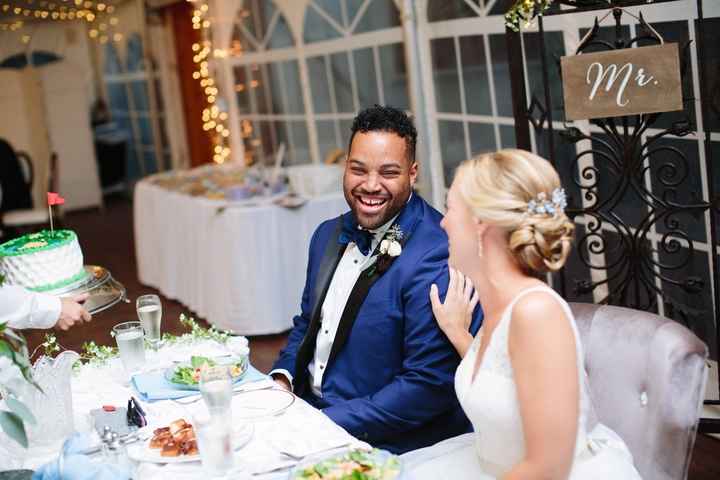 Surprising him with a grooms cake (chocolate peanut butter of course) after telling him it was too e