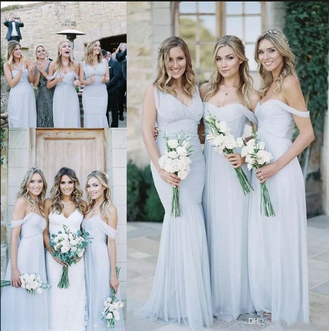 Thoughts on light sky blue bridesmaids dresses vs. light dusty pink bridesmaids dresses (photos attached)? Really torn - whichever color chosen will b 1