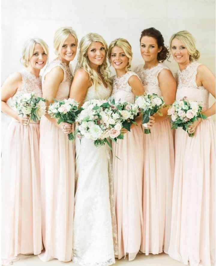Thoughts on light sky blue bridesmaids dresses vs. light dusty pink bridesmaids dresses (photos atta