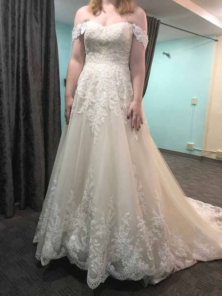 Ivory lace over champagne wedding discount dress