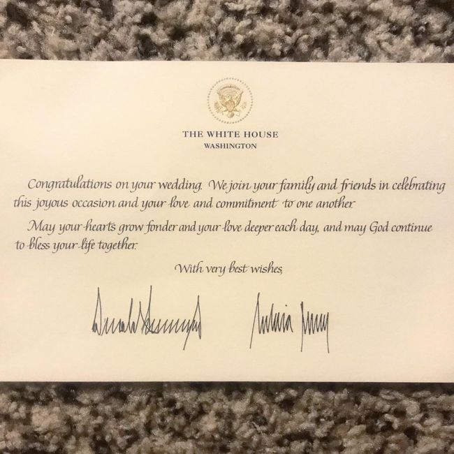 We received a card from the White House 1