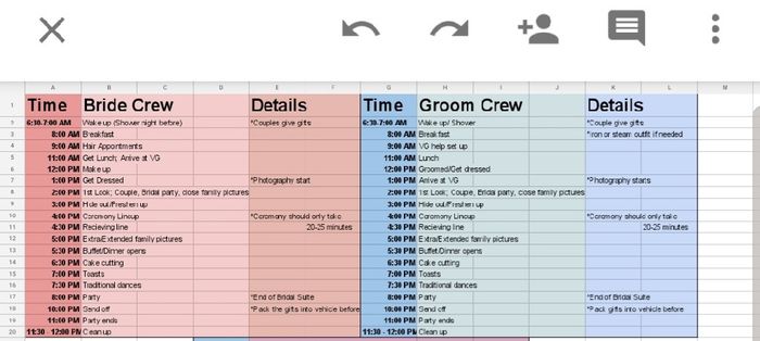 Reception Timeline help 2