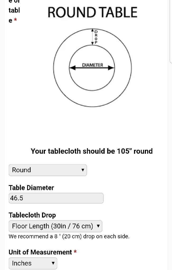 What size tablecloths? - 1
