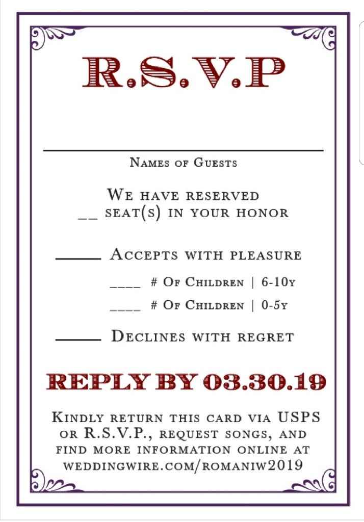rsvp Questions! - 1