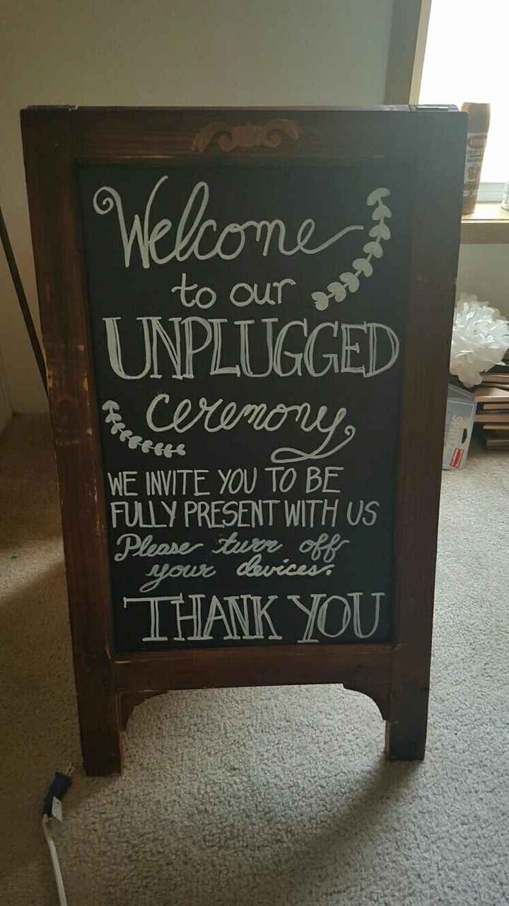 DIY unplugged ceremony sign.