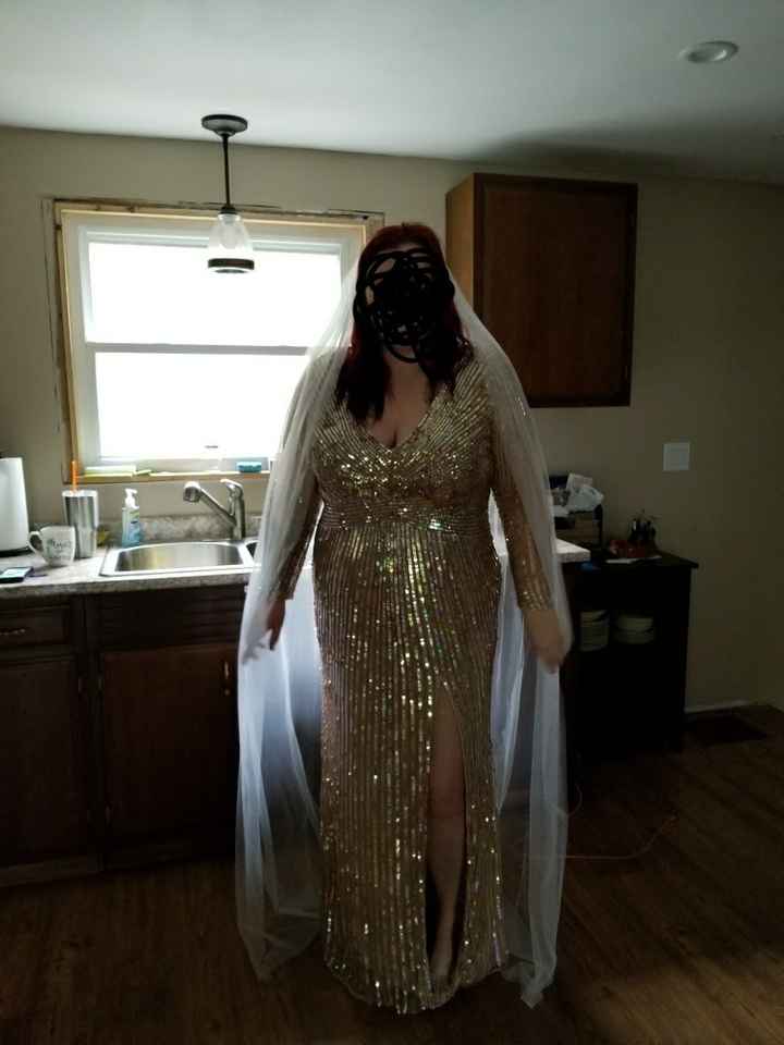 Got to try on my rose gold sequin dress!!!!