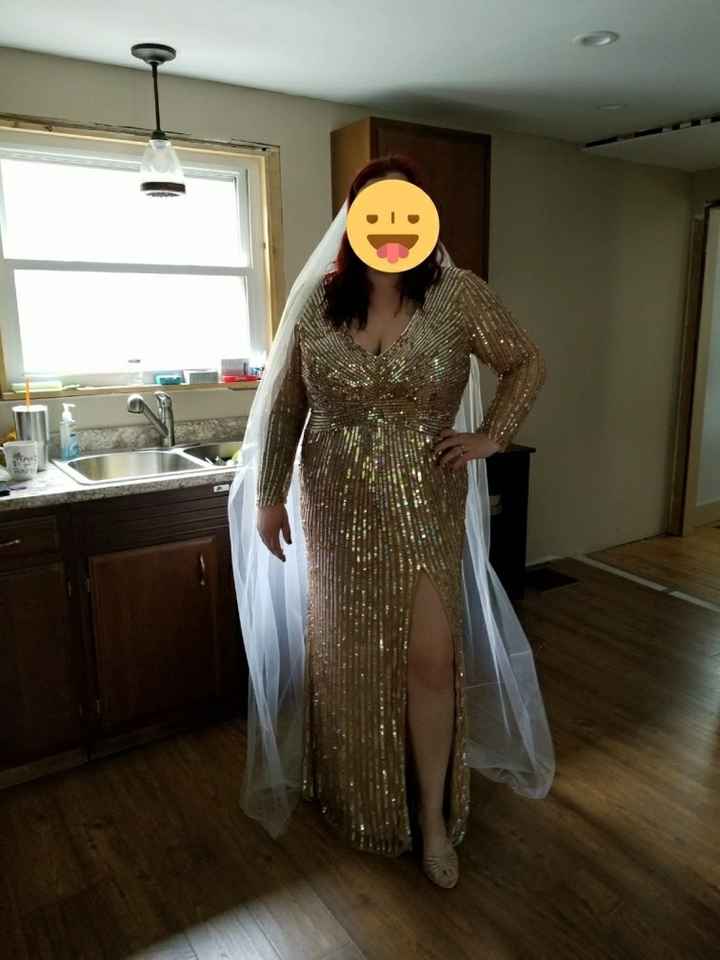 Got to try on my rose gold sequin dress!!!!