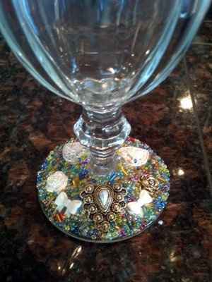 DIY wine glass wedding favor- trial glass done!