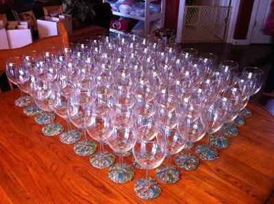 Finished wine glass favors