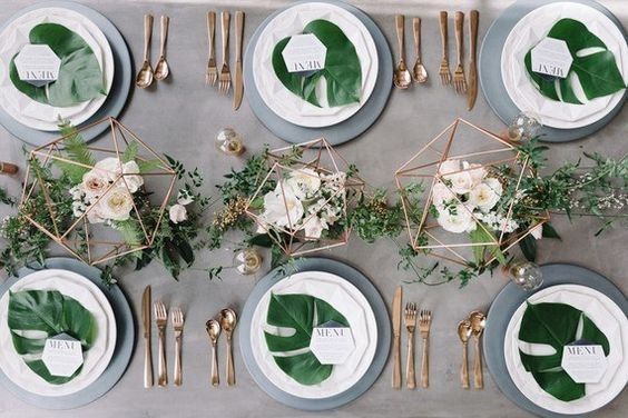 geometric/modern centerpieces