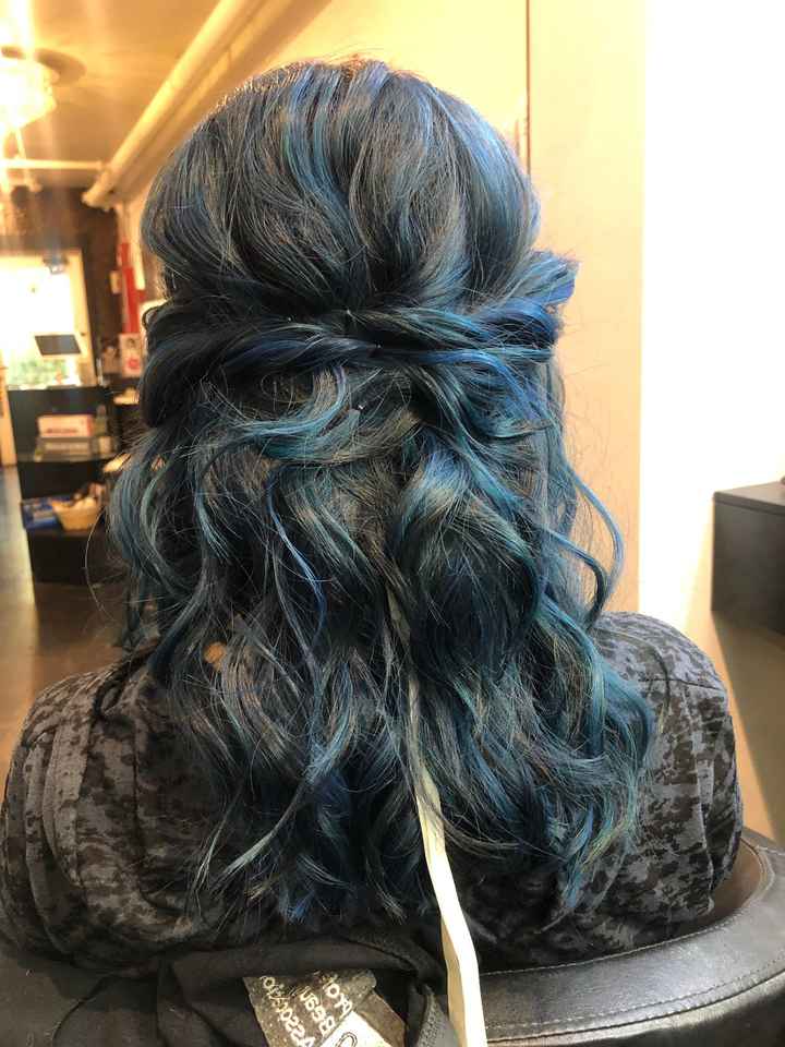 Hair up or down for my strapless wedding dress girls - 2