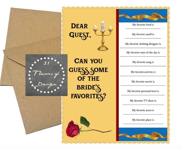 What would you want to do at a Beauty and the Beast Bridal shower? 4