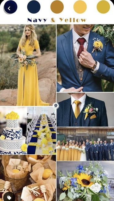 Color palettes that include yellows, golds and mustard - 1