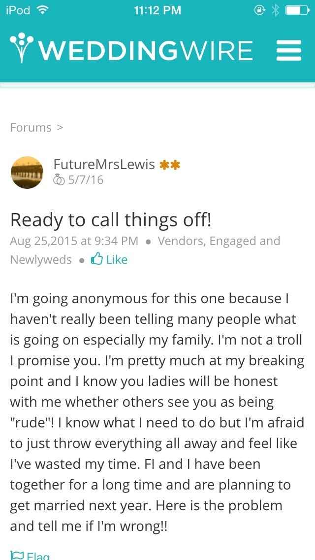 Ready to call things off!