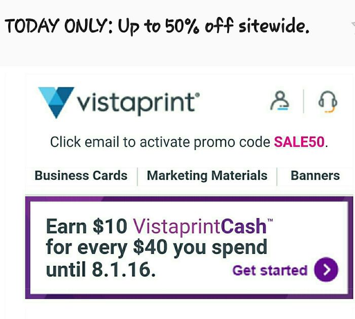 PSA: Vistaprint 50% off!