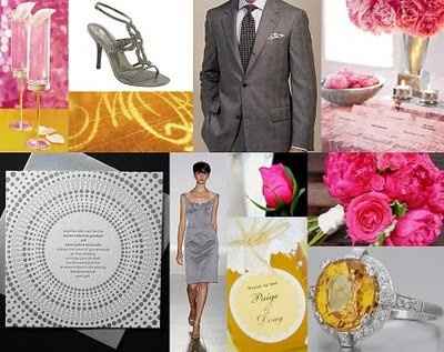 Yellow, pink and charcoal grey?