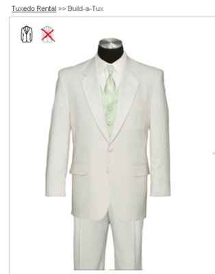 How to dress the men - champagne tuxes and ivory shirts?  What about vests??