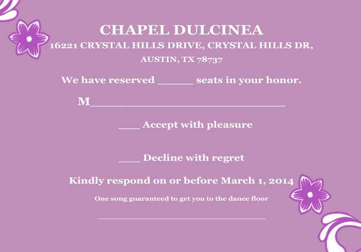 Feedback on Invites and RSVP cards