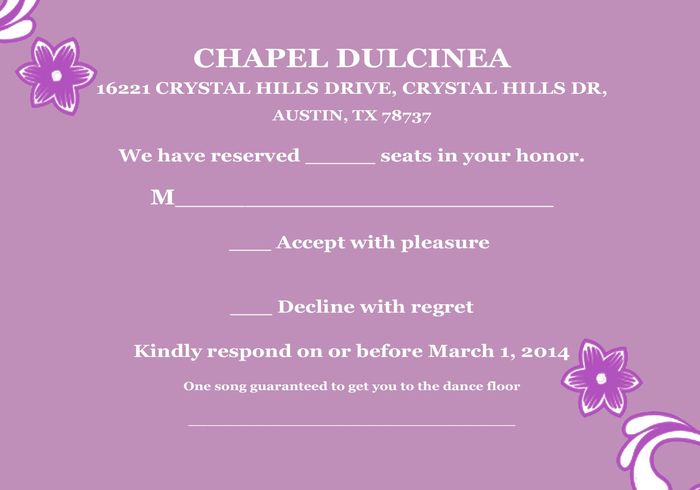 Feedback on Invites and RSVP cards