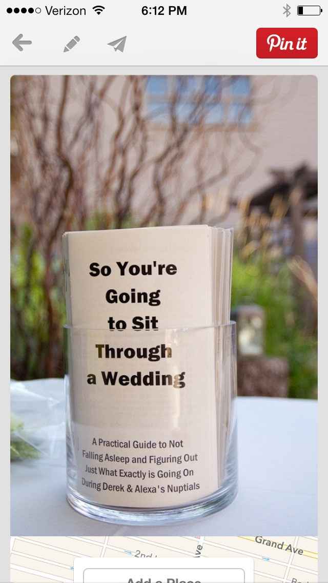 So you're going to sit through a wedding pamphlet