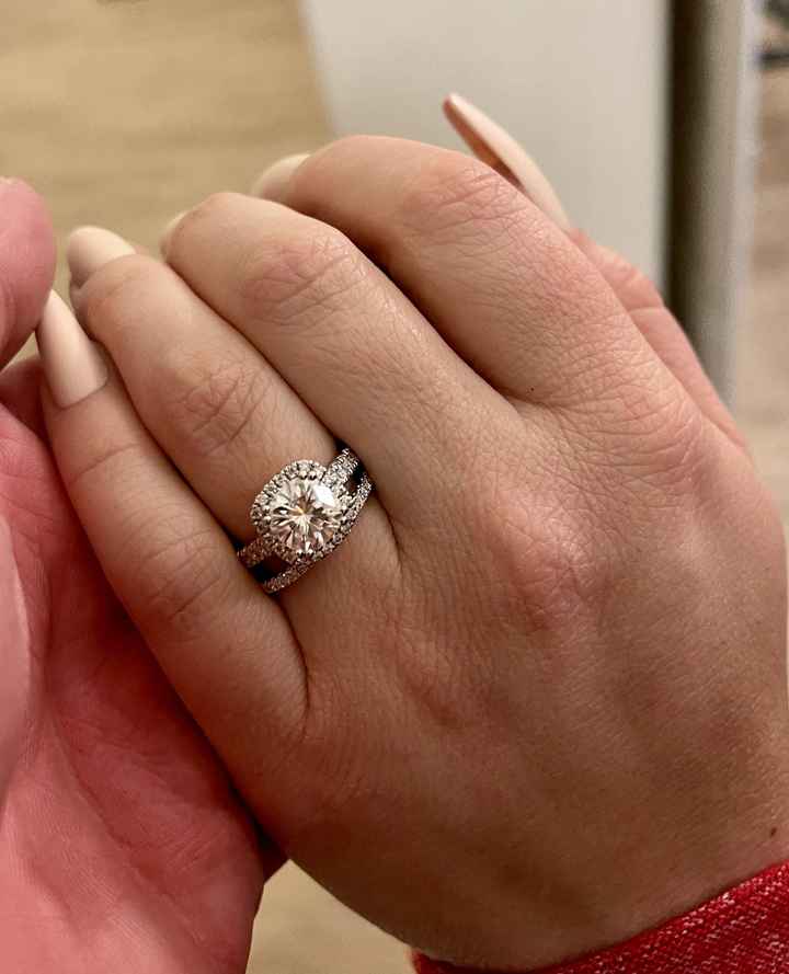 Halo engagement ring cheap with wedding band gap