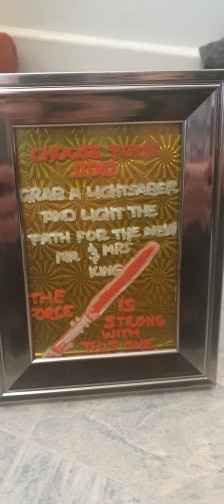 Grab a lightsaber & light the path for the new mr & mrs king - Glow stick send off sign