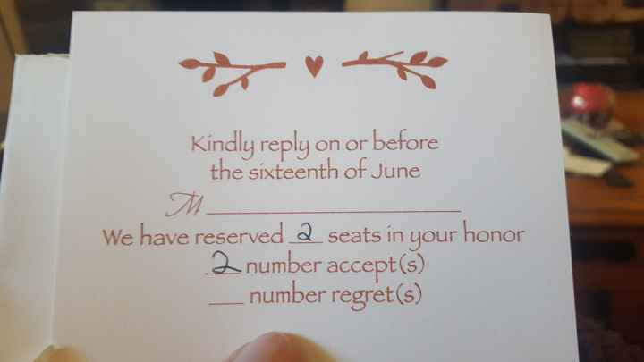 Appreciation for WW advice about RSVP card