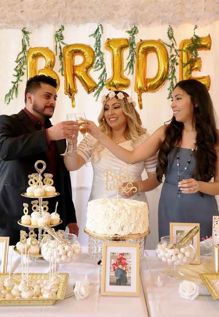 Toast with My FH and My sister Karen the organizer of My Bridal Shower