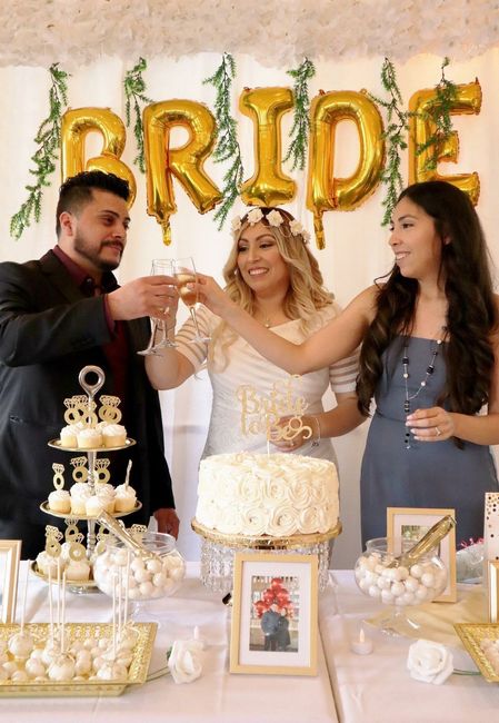 Toast with My FH and My sister Karen the organizer of My Bridal Shower