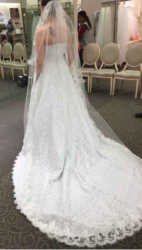 Wedding dresses with cheap long trains and veils