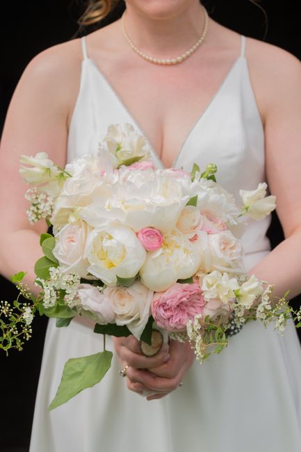 peonies, roses, and greenery mostly 