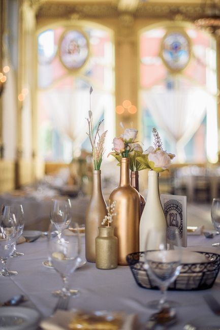 Our simple centerpieces... the venue was gorgeous without too much on the table, plus I hate real fl