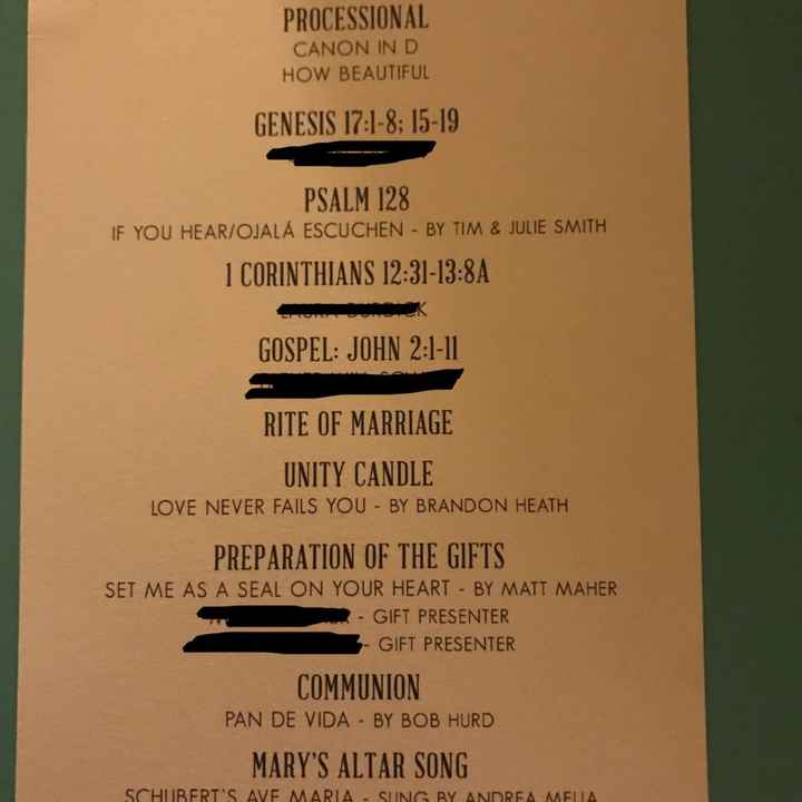 What goes on a program for a Catholic non-mass ceremony?