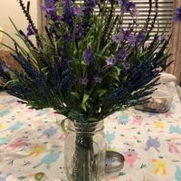 Centerpieces (adding some light pebbles to the mason jars)