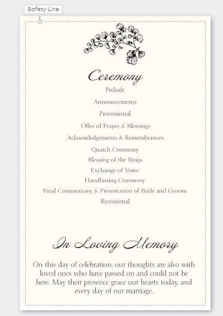 How to list deceased family on wedding programs? 1