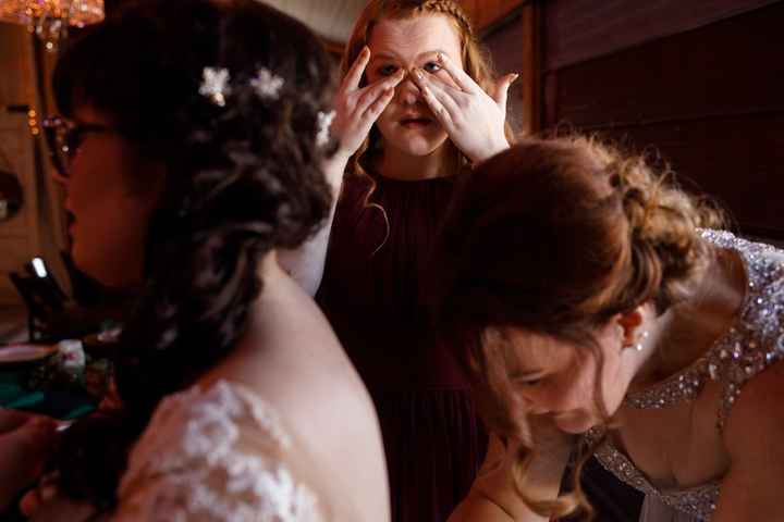 My mom and one sister, she was already emotional!