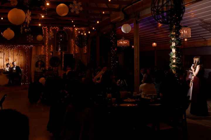 Our gorgeous cozy venue and my MOH giving her toast